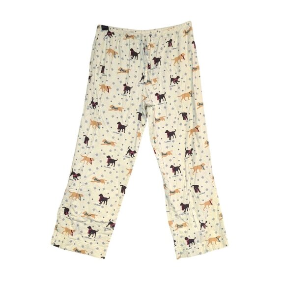 L.L. Bean Womens Labrador Dog Print Pajama Pants S Snowflakes Flannel - Picture 1 of 6